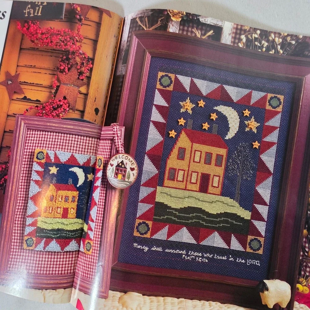 Cross Country Stitching Feb 2007 Cross Stitch Patterns Primitive Folk Art OOP